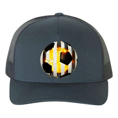 Ripped Soccer Futbol Fire Ball Yupoong Adult 5-Panel Trucker Hat