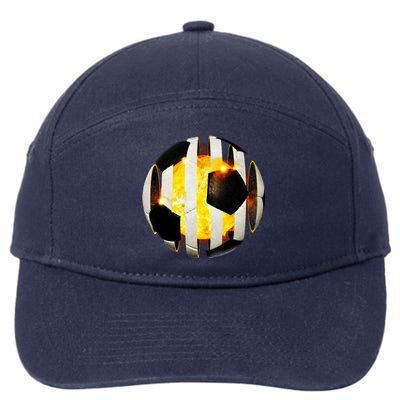 Ripped Soccer Futbol Fire Ball 7-Panel Snapback Hat