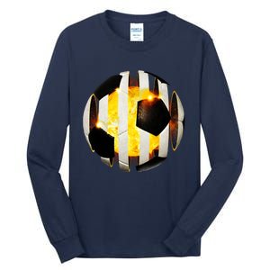 Ripped Soccer Futbol Fire Ball Tall Long Sleeve T-Shirt