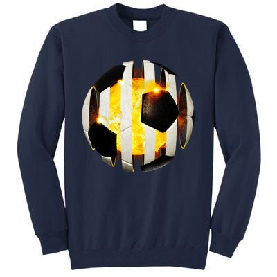 Ripped Soccer Futbol Fire Ball Tall Sweatshirt