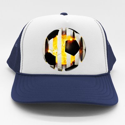 Ripped Soccer Futbol Fire Ball Trucker Hat