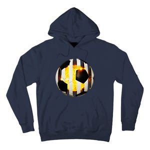 Ripped Soccer Futbol Fire Ball Tall Hoodie