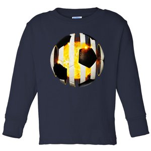 Ripped Soccer Futbol Fire Ball Toddler Long Sleeve Shirt