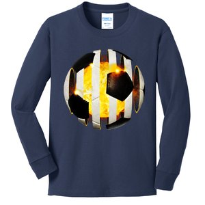 Ripped Soccer Futbol Fire Ball Kids Long Sleeve Shirt