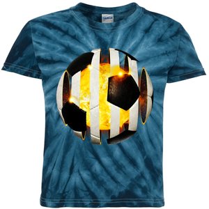 Ripped Soccer Futbol Fire Ball Kids Tie-Dye T-Shirt