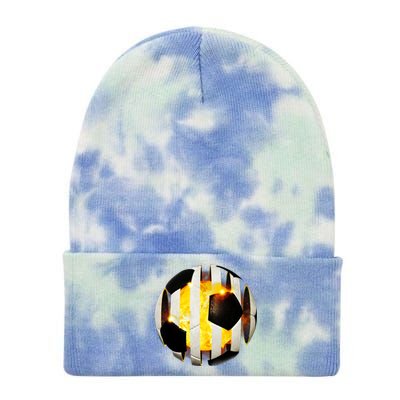 Ripped Soccer Futbol Fire Ball Tie Dye 12in Knit Beanie