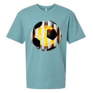 Ripped Soccer Futbol Fire Ball Sueded Cloud Jersey T-Shirt