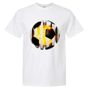 Ripped Soccer Futbol Fire Ball Garment-Dyed Heavyweight T-Shirt