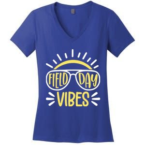 Retro School Field Day Vibes Sports Event Music Festival Meaningful Gift Women's V-Neck T-Shirt