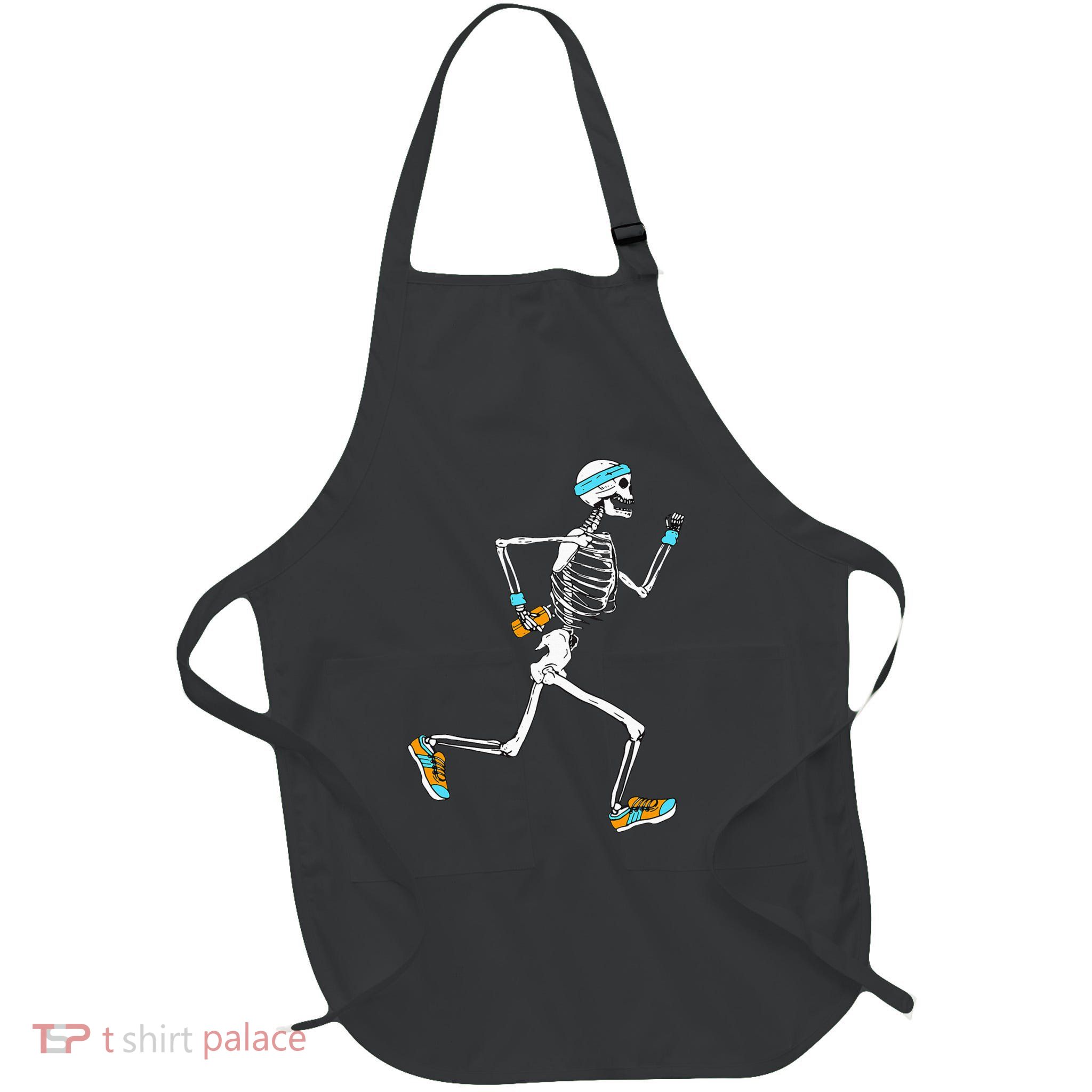 Running Skeleton Funny Full-Length Apron With Pockets