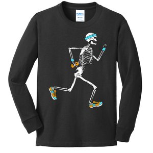 Running Skeleton Funny Kids Long Sleeve Shirt