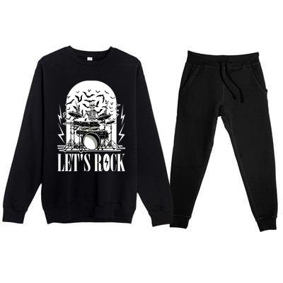 Rocker Skeleton Funny Gift Premium Crewneck Sweatsuit Set