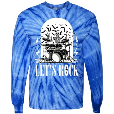 Rocker Skeleton Funny Gift Tie-Dye Long Sleeve Shirt