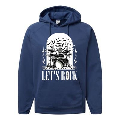 Rocker Skeleton Funny Gift Performance Fleece Hoodie