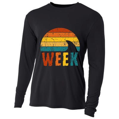 Retro Shark Fin 70s 80s Week Cool Sharks Ocean Animal Lover Cooling Performance Long Sleeve Crew