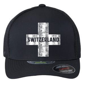 Retro Swiss Flag Of Switzerland Women Souvenir Gift Flexfit Unipanel Trucker Cap