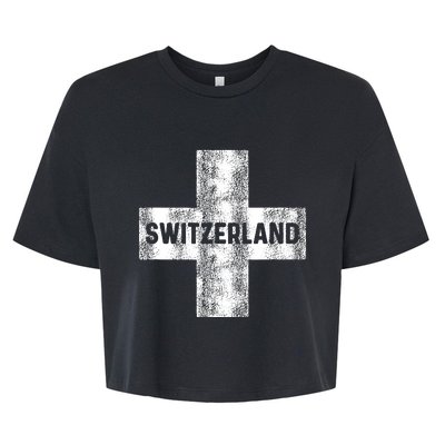 Retro Swiss Flag Of Switzerland Women Souvenir Gift Bella+Canvas Jersey Crop Tee