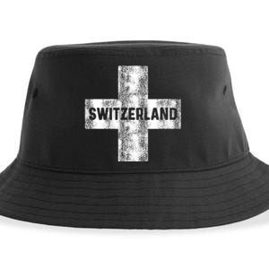 Retro Swiss Flag Of Switzerland Women Souvenir Gift Sustainable Bucket Hat