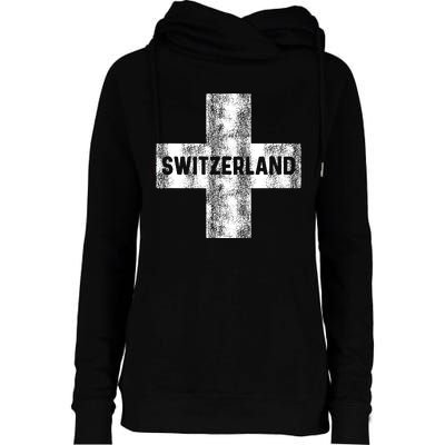 Retro Swiss Flag Of Switzerland Women Souvenir Gift Womens Funnel Neck Pullover Hood