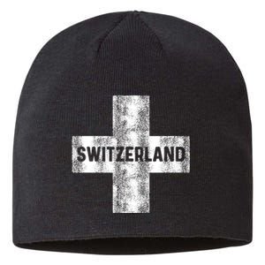 Retro Swiss Flag Of Switzerland Women Souvenir Gift Sustainable Beanie