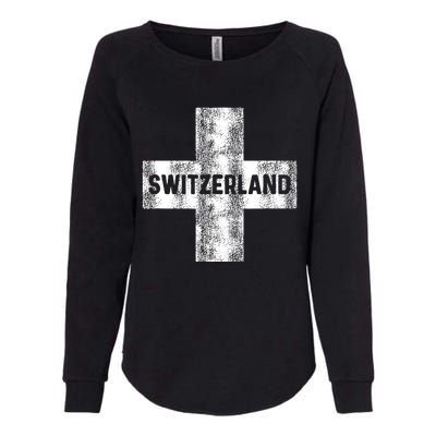 Retro Swiss Flag Of Switzerland Women Souvenir Gift Womens California Wash Sweatshirt