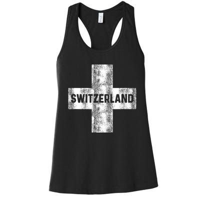 Retro Swiss Flag Of Switzerland Women Souvenir Gift Women's Racerback Tank