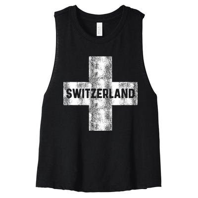 Retro Swiss Flag Of Switzerland Women Souvenir Gift Women's Racerback Cropped Tank