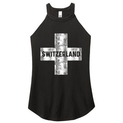 Retro Swiss Flag Of Switzerland Women Souvenir Gift Women's Perfect Tri Rocker Tank