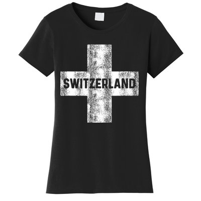 Retro Swiss Flag Of Switzerland Women Souvenir Gift Women's T-Shirt