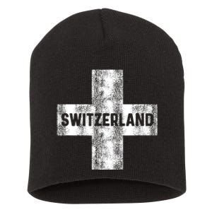 Retro Swiss Flag Of Switzerland Women Souvenir Gift Short Acrylic Beanie