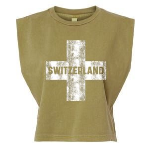 Retro Swiss Flag Of Switzerland Women Souvenir Gift Garment-Dyed Women's Muscle Tee