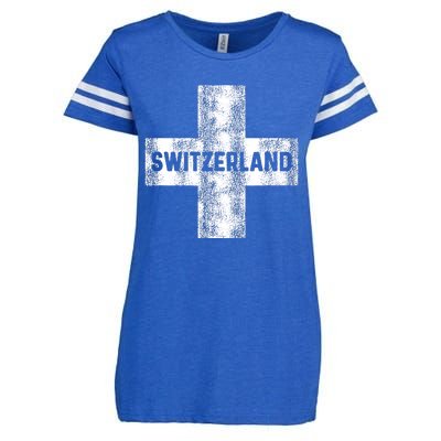 Retro Swiss Flag Of Switzerland Women Souvenir Gift Enza Ladies Jersey Football T-Shirt