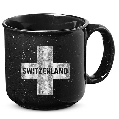 Retro Swiss Flag Of Switzerland Souvenir Gift 15oz Campfire Ceramic Mug