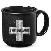 Retro Swiss Flag Of Switzerland Souvenir Gift 15oz Campfire Ceramic Mug