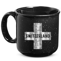 Retro Swiss Flag Of Switzerland Souvenir Gift 15oz Campfire Ceramic Mug