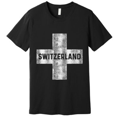 Retro Swiss Flag Of Switzerland Souvenir Gift Premium T-Shirt
