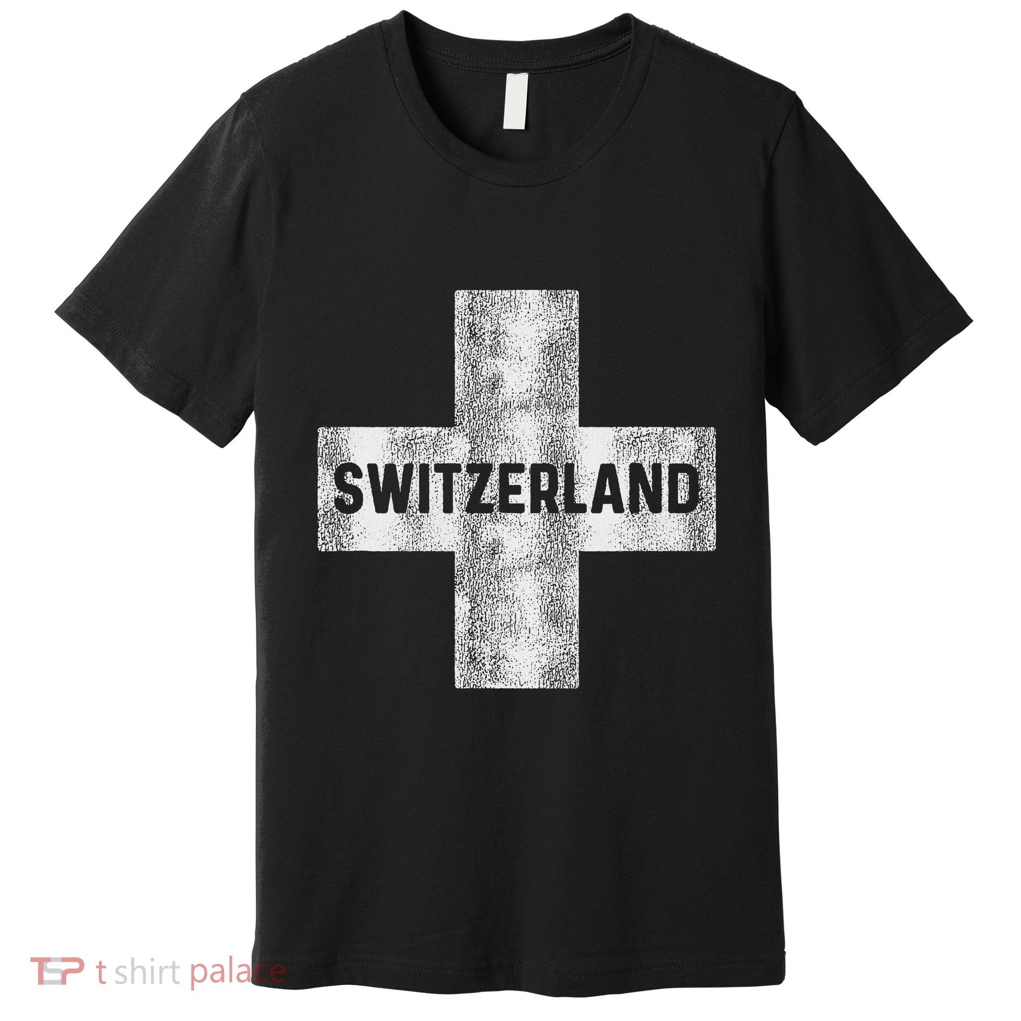 Retro Swiss Flag Of Switzerland Souvenir Gift Premium T-Shirt