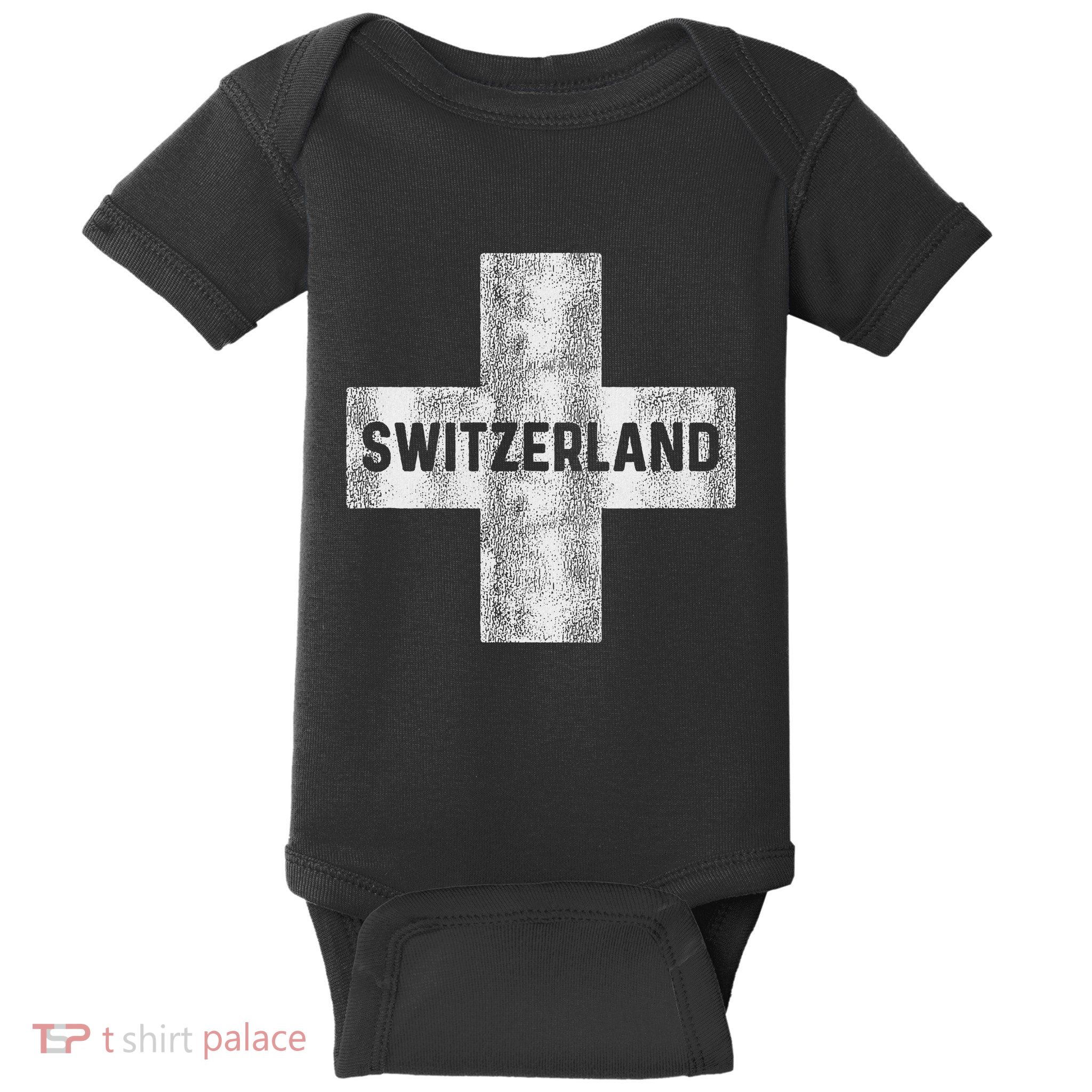 Retro Swiss Flag Of Switzerland Souvenir Gift Baby Bodysuit