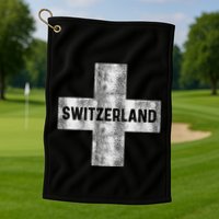 Retro Swiss Flag Of Switzerland Souvenir Gift Golf Towel