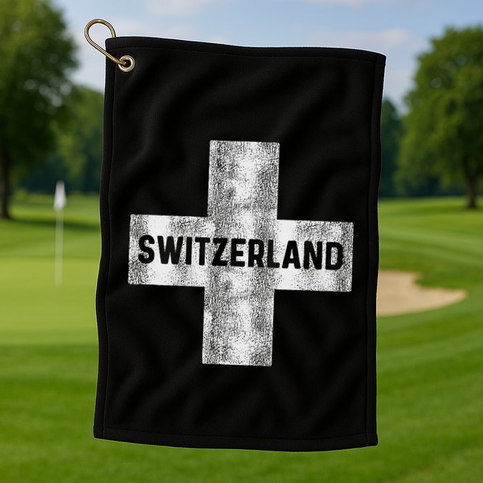 Retro Swiss Flag Of Switzerland Souvenir Gift Golf Towel