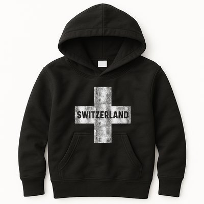 Retro Swiss Flag Of Switzerland Souvenir Gift Kids Hoodie