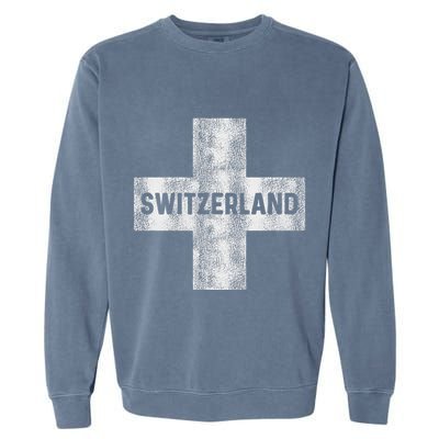 Retro Swiss Flag Of Switzerland Souvenir Gift Garment-Dyed Sweatshirt