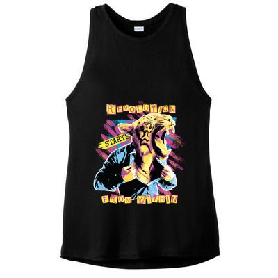 Revolution Starts From Within Lion Quote Ladies PosiCharge Tri-Blend Wicking Tank