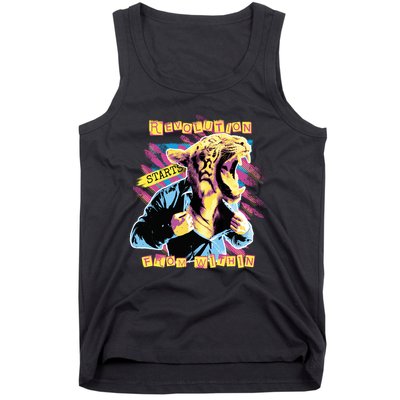 Revolution Starts From Within Lion Quote Tank Top