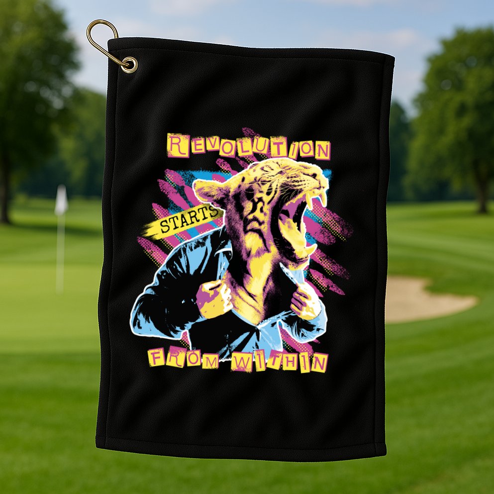 Revolution Starts From Within Lion Quote Golf Towel