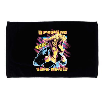 Revolution Starts From Within Lion Quote Microfiber Hand Towel