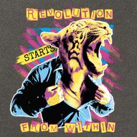Revolution Starts From Within Lion Quote Cotton Canvas Backpack