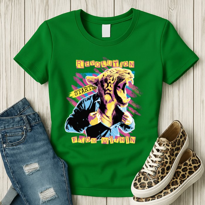 Revolution Starts From Within Lion Quote Womens T-Shirt