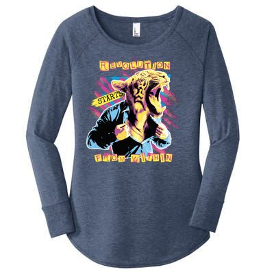 Revolution Starts From Within Lion Quote Women's Perfect Tri Tunic Long Sleeve Shirt