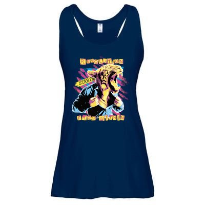 Revolution Starts From Within Lion Quote Ladies Essential Flowy Tank